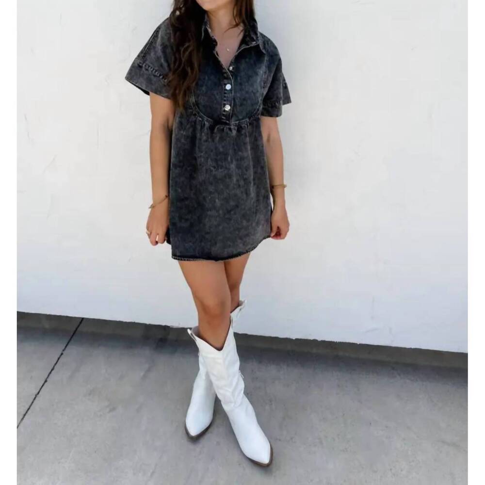 NEW BLAKELEY last dance denim dress in washed black